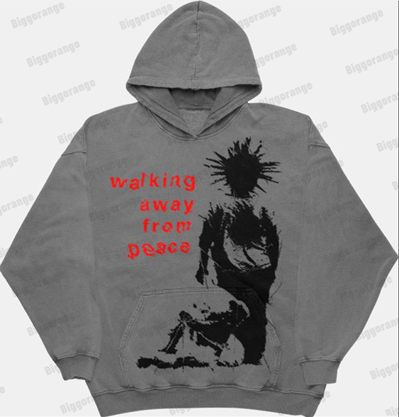 Amerikaanse Mode Losse Hiphop Lange Mouw Punk Letter Hoodie Y 2K Print Sweatshirt Mannen Trend Harajuku Rits Oversized Kleding