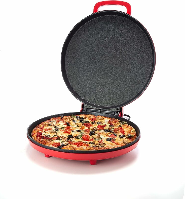 Zenith Versa Grill máquina antiadherente para hacer Pizza para el hogar, fabricante de Calzone, horno de Pizza que se convierte en parrilla eléctrica para interiores, Rojo