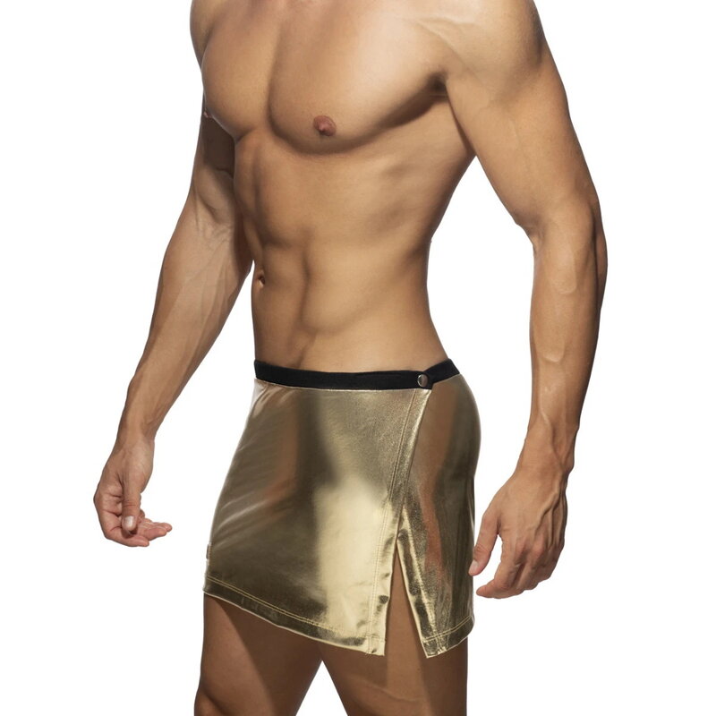 In 2023, AD Bronzing Split Skirt Men's Sexy Clothing Multi-gear Adjustment Sao.