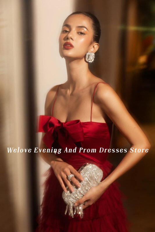 Welove-vestido de novia rojo con tirantes finos, ropa de fiesta de boda, boda, fotografía