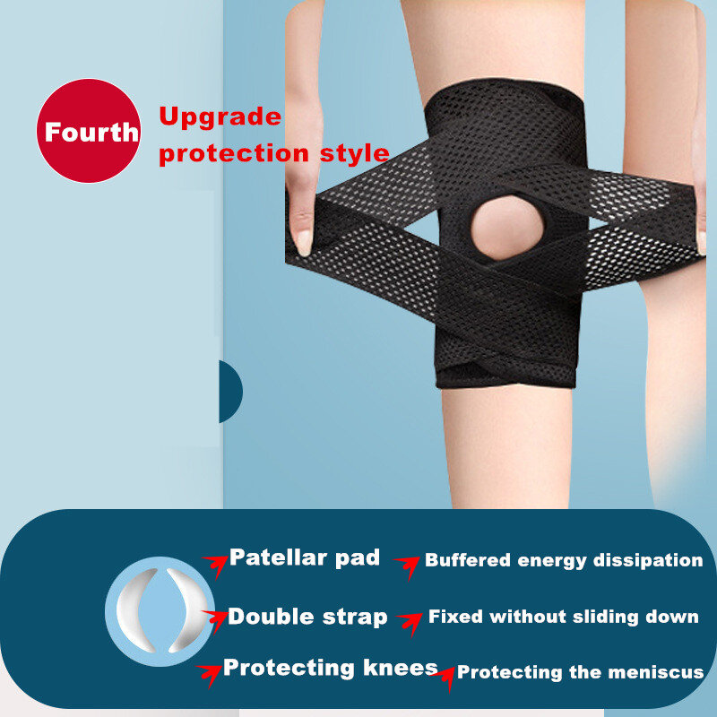 1 buah pelindung lutut olahraga bertekanan elastis bantalan lutut pelindung sendi Arthritis Patella Medial mendukung kebugaran olahraga bantalan lutut Gear