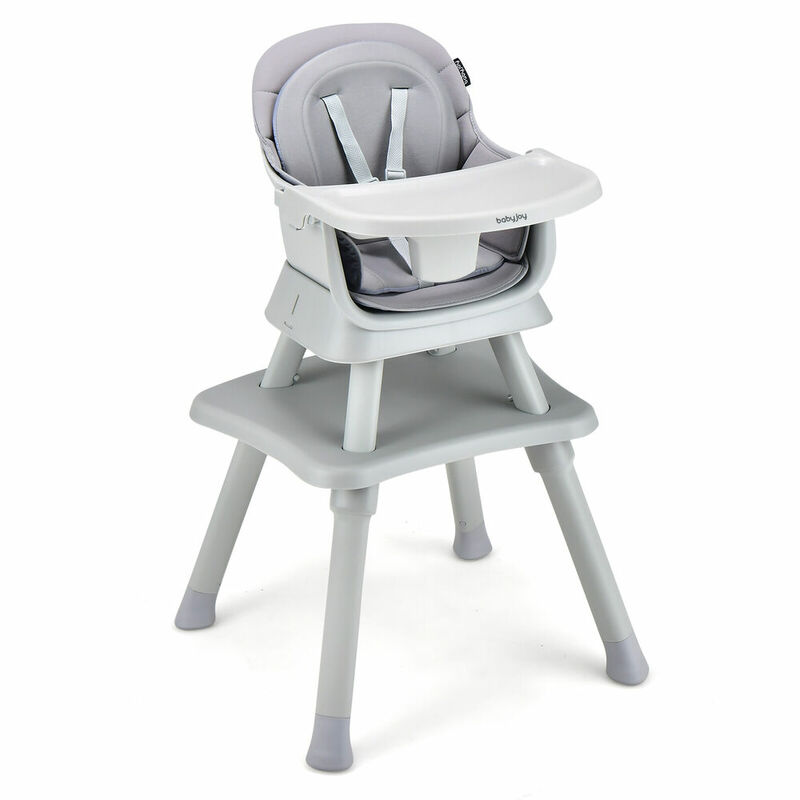 Babyjoy-silla alta 6 en 1 para bebé, asiento elevador Convertible con bandeja extraíble, color gris