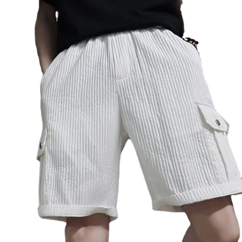 Celana panjang longgar kasual untuk pria, celana panjang kaki lurus populer kasual musim panas modis warna polos untuk pria