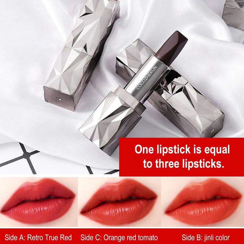 Three Color Lipstick Moisturizing Fadeless Non Stick Big Waterproof Resistant Authentic Makeup Lipstick Matte Brand D8T4