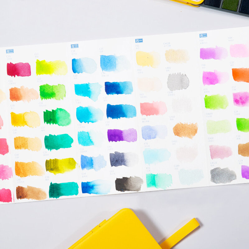 مجموعة ألوان مائية صلبة قابلة للطي 36/48/60 لون مع رسم بالألوان المائية المعدنية معكرون للوازم الفنية للرسم