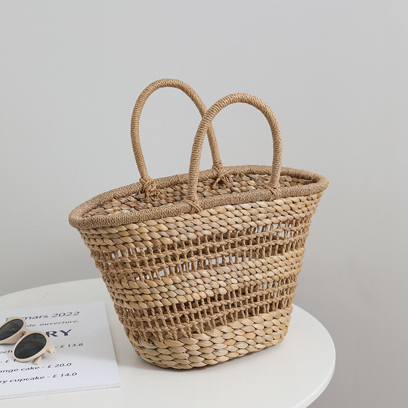 Плетеная соломенная сумка-корзина ручной работы, богемный плетеный мешок, летняя дорожная пляжная сумочка из бали и ротанга, большие тоуты для покупок