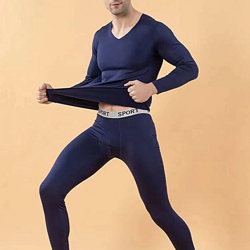 2023 New Winter Thermal Underwear Sets Men Soft Cotton Fleece-lined Stretch Men's Thermo Underwear Male Warm Long Johns Pajamas