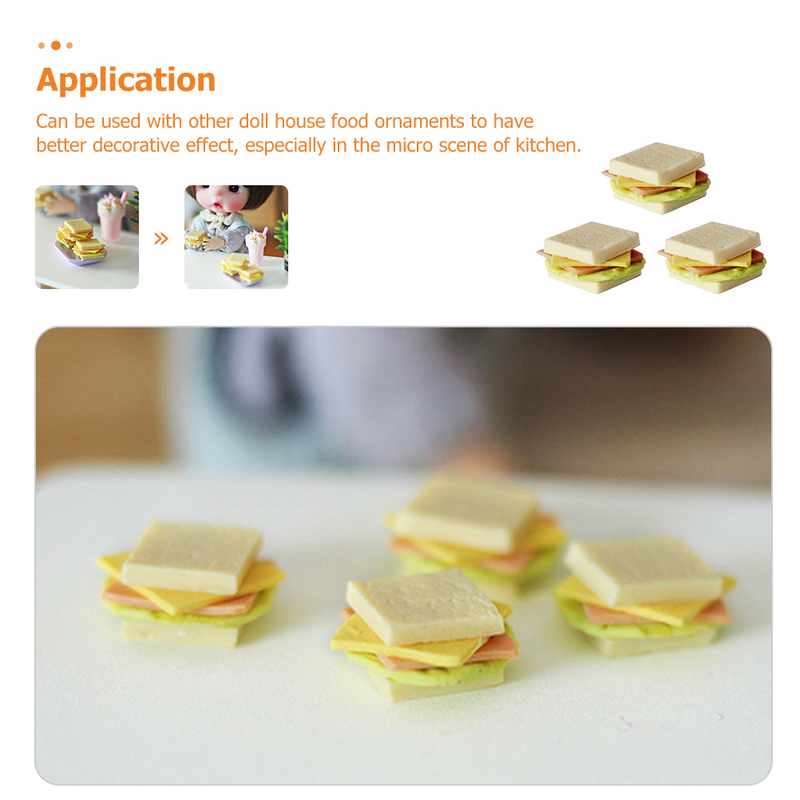 3 шт., миниатюрные сэндвичи из смолы