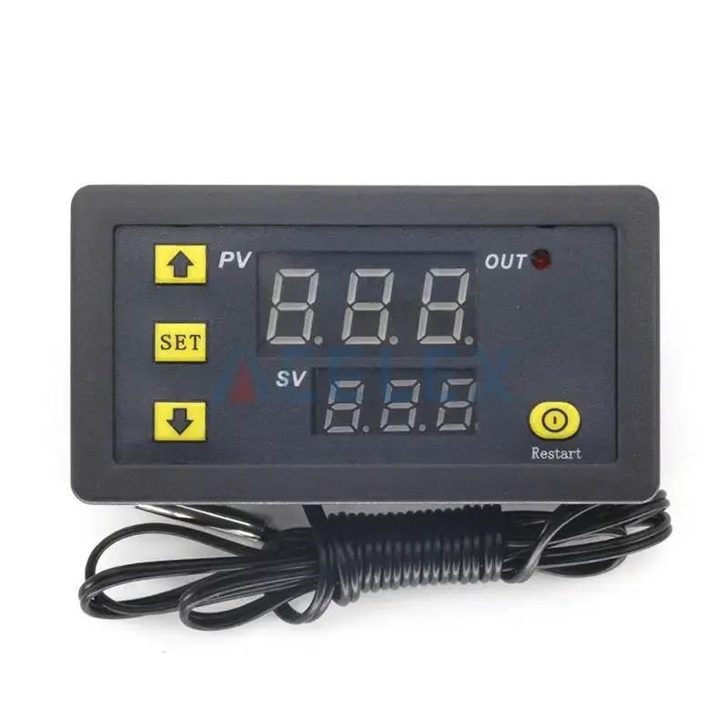 Termostato com controle de temperatura digital w3230 12v 24v despertador, display led, medidor de calor e refrigeração