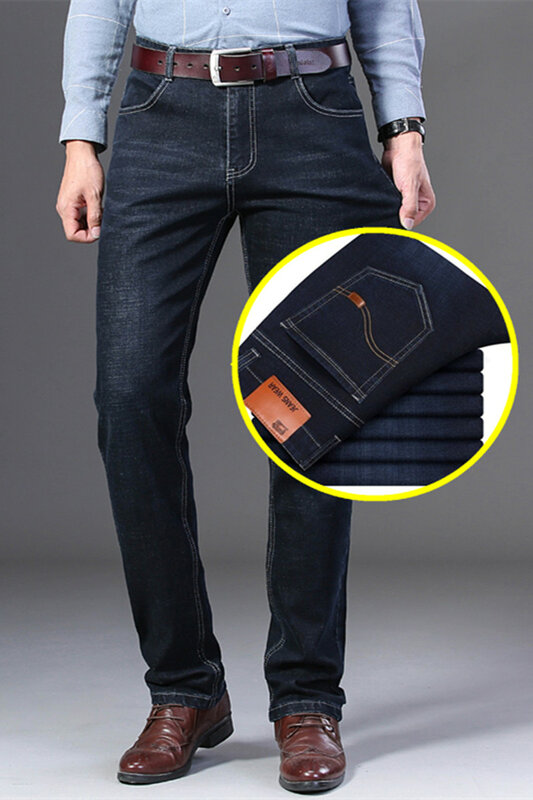 KUBRO Men Jeans Brand 2024 Fashion Business Pants Retro Classic Denim Trousers Autumn Casual Stretch Slim Jean Men‘s Denim Pant