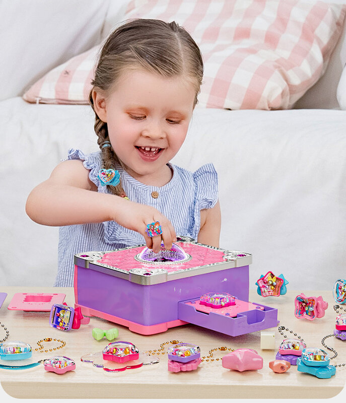Kit pembuatan perhiasan untuk anak-anak DIY cincin buatan tangan gelang buku ajaib mainan kerajinan anak bahan produksi hadiah ulang tahun anak perempuan