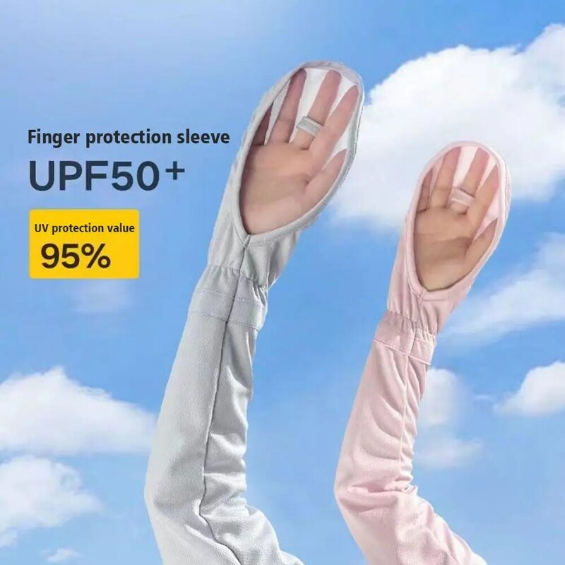 Guanti con maniche a ghiaccio estate femminile manicotto di protezione solare dito pieno anti-uv manicotto traspirante manicotto da ciclismo protettivo K3E9