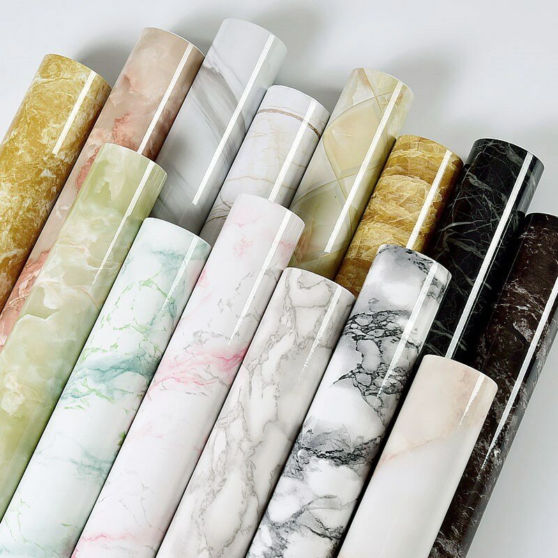 Pegatinas de pared impermeables, película de vinilo de mármol, papel tapiz autoadhesivo para baño, cocina, encimeras de armario, papel de Contacto, 80cm