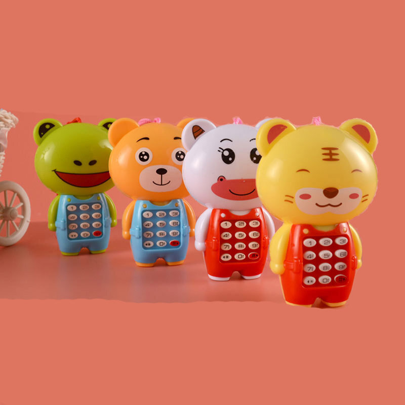 Mini Teléfono de juguete con sonido musical para bebé, juguetes de dibujos animados, alimentado por batería, teléfono de simulación, juguete educativo temprano para niños