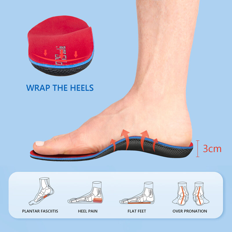PCSsole Orthesen Arch Support Schuh Einsätze Einlegesohlen für Flache Füße, Füße Schmerzen, Plantarfasziitis, einlegesohlen für Männer und Frauen