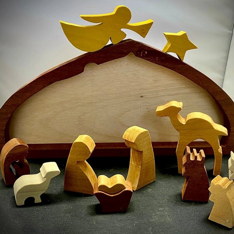 Puzzle di gesù in legno Puzzle della natività con Design unico bruciato in legno accessori per la decorazione della casa per bambini Figurine per adulti