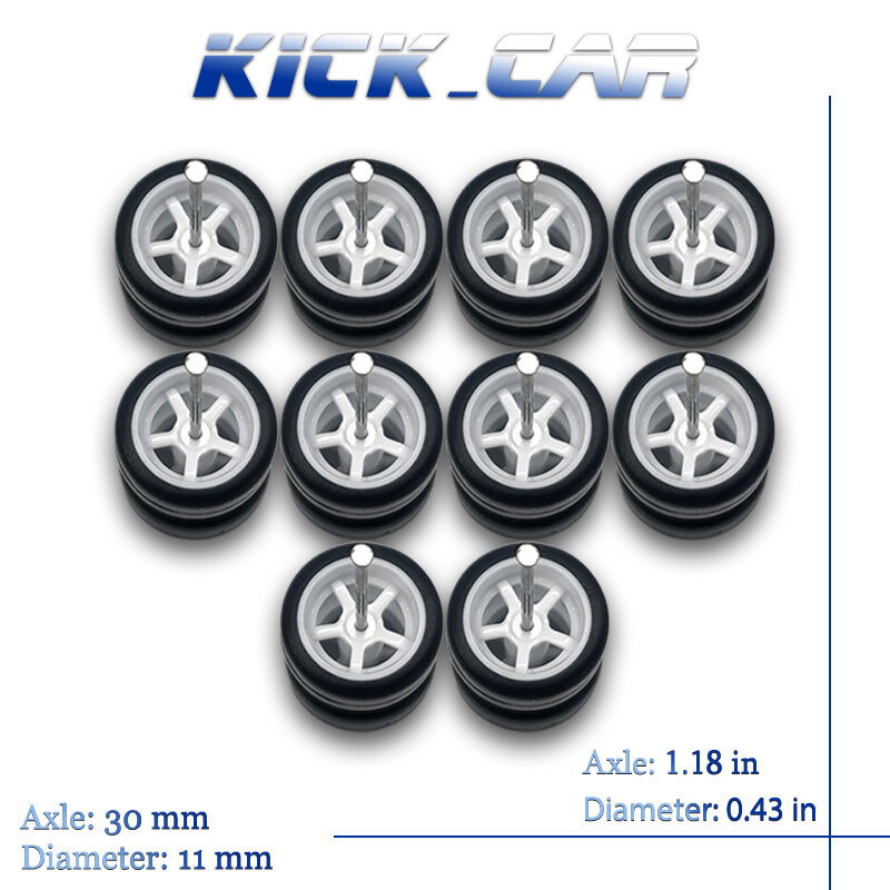 KicarMod 1/64 Piastic Wheels Rubber Tires Colorful Vehicle Toy Wheels for 5 Cars Hot Wheels Hobby Modified Parts 5 set/pack