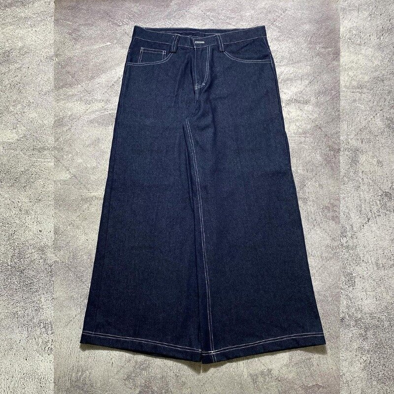 Nuovi pantaloni a gamba larga stampati con teschio Street Style pantaloni lavati a vita alta alla moda donna Y2k Jeans oversize versatili retrò da uomo