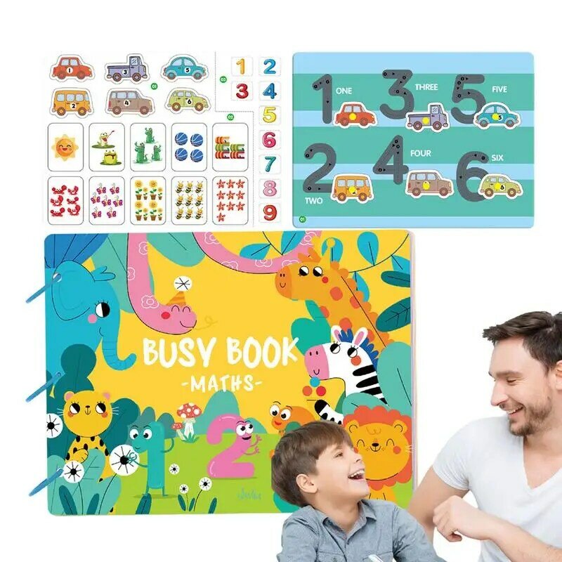 Montessoriビジーブック再利用可能なステッカーブック、ライフスキルテーマ、男の子と女の子のための感覚教育玩具、3-6