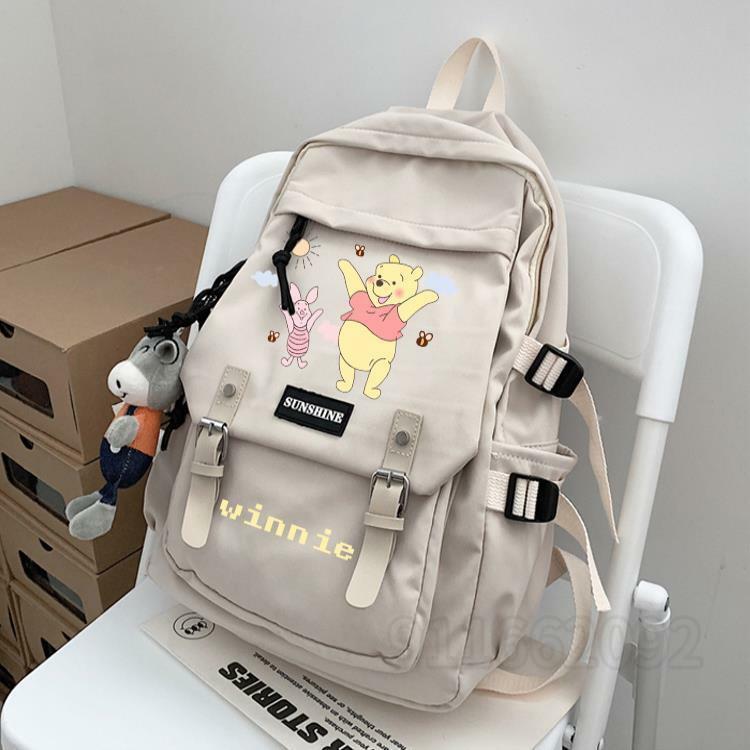 디즈니 니의 새로운 위니 푸우 청소년 배낭 럭셔리 브랜드 커플 배낭 대용량 만화 패션 학생 Schoolbag