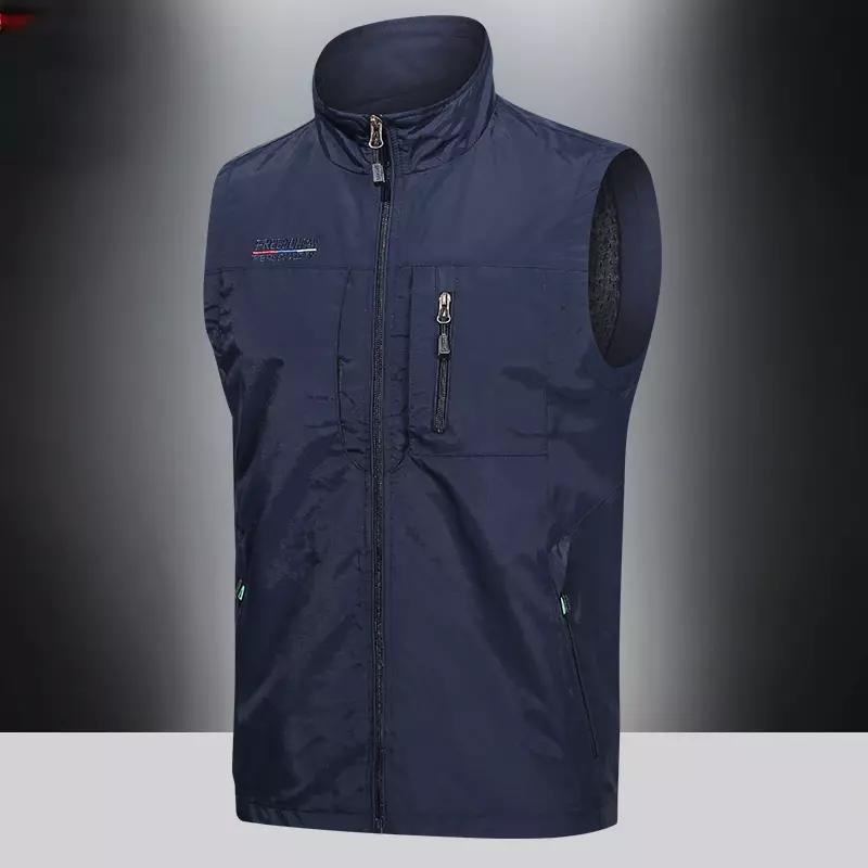 Men's Vest Thin Tooling Loose Quick Drying Outdoor Sports Multi Pocket Stand Collar Camping Fishing Vest Summer жилетка мужская
