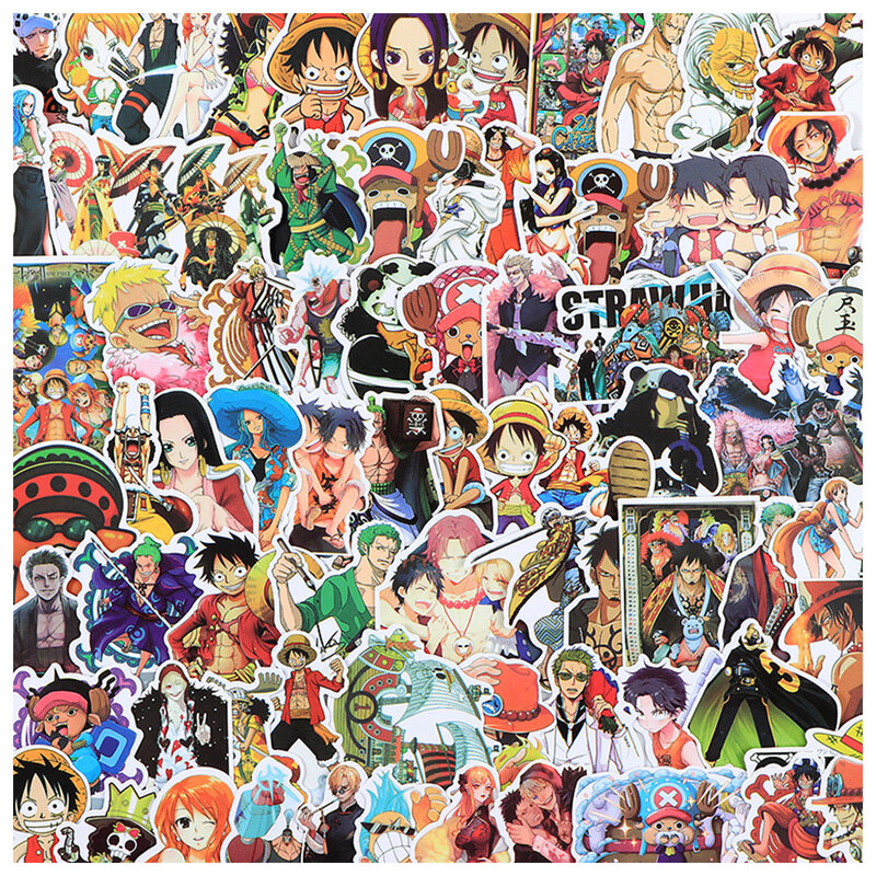 10/30/60/120pcs klasyczna Manga jednoczęściowa kreskówkowa naklejka fajna Luffy Zoro Chopper kreskówka kask na telefon Anime naklejka do wystroju
