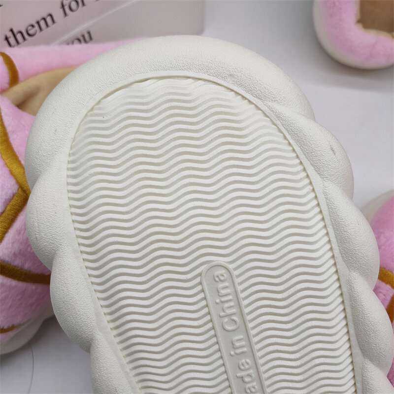 Pantofole Conchas da donna Pan di pane messicano DulceHuaraches pavimento per interni scarpe da casa camera da letto calde morbide ins pantofole di peluche rosa