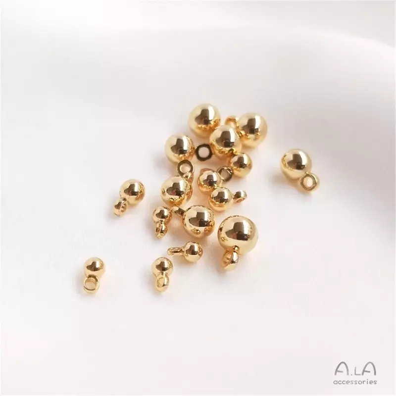 14K manik-manik emas padat DIY gelang pergelangan kaki perhiasan Aksesori bahan D060