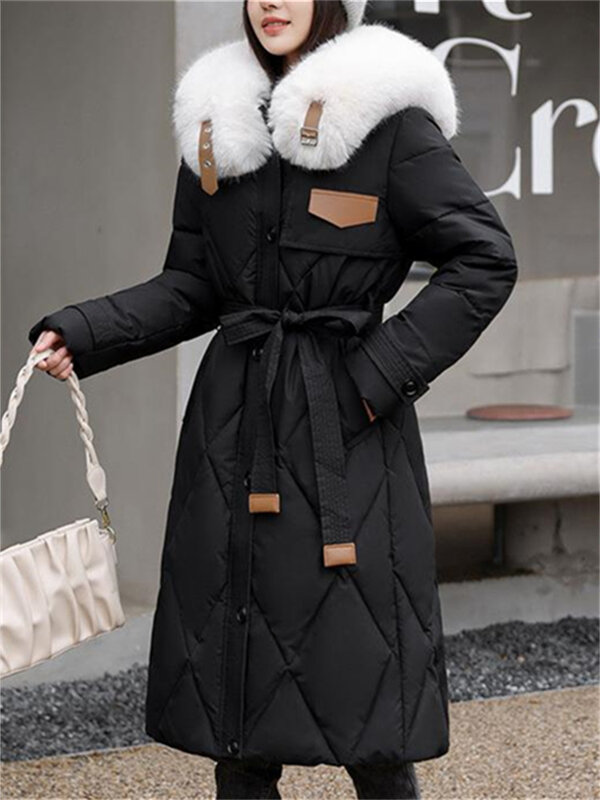2023 nuova moda coreana manica lunga Lace Up giacche donna cappotti Casual elegante Parka lungo per le donne autunno inverno Parka