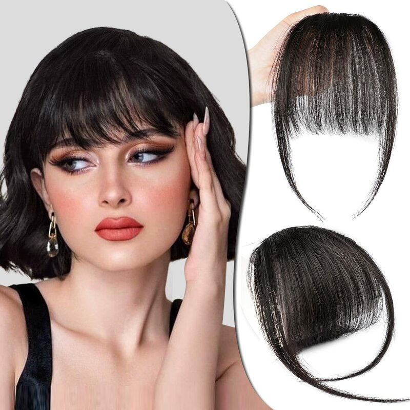 Synthetic Hairpieces Clip in Bangs Wispy Bangs Clip in Hair Extensions Brown Black Top Quality Air Bangs Fringe with Temples Hai