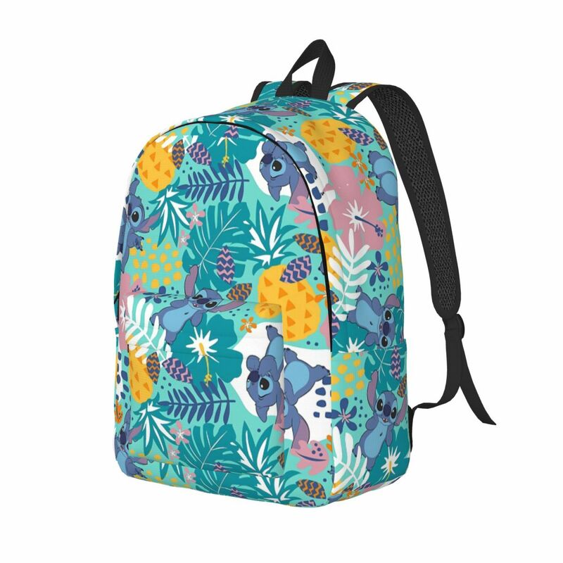 Custom Disney Stitch Tropical Forest Cartoon Travel Canvas Backpack Men Women School Laptop Bookbag College Student Daypack Bags