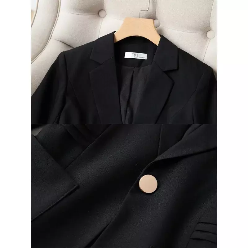 Blazer de manga larga para mujer, chaqueta ajustada con botones, ropa de trabajo de negocios, abrigo Formal, rosa y negro, primavera y otoño