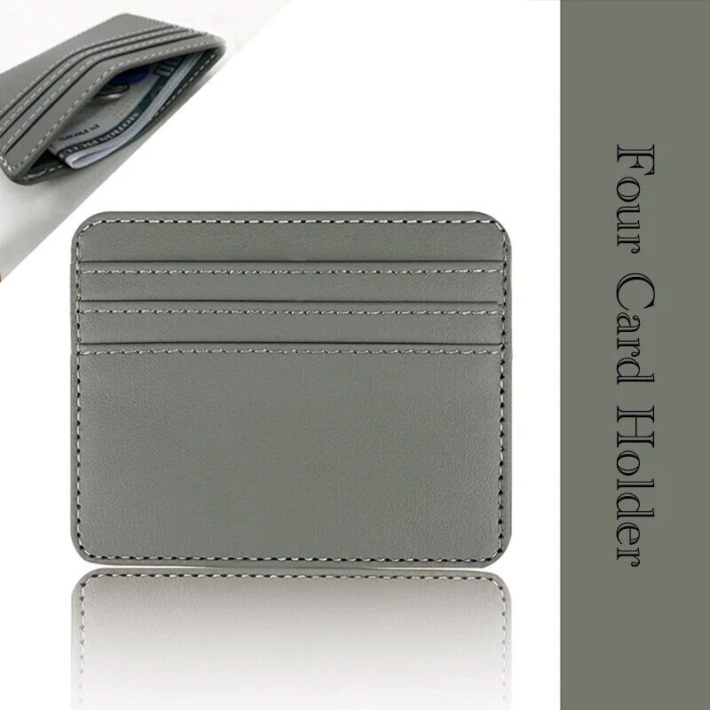 Portefeuille minimaliste en cuir PU pour hommes et femmes, porte-cartes de crédit, porte-monnaie ultra fin, mini porte-monnaie, poudres