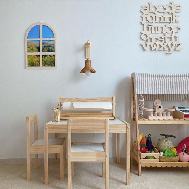 Z listami dekoracyjnymi dom do pokoju dziecięcego wisiorek w kształcie okna wieszak drewniany wisiorek drewniany rękodzieło ściana z alfabetem wieszak