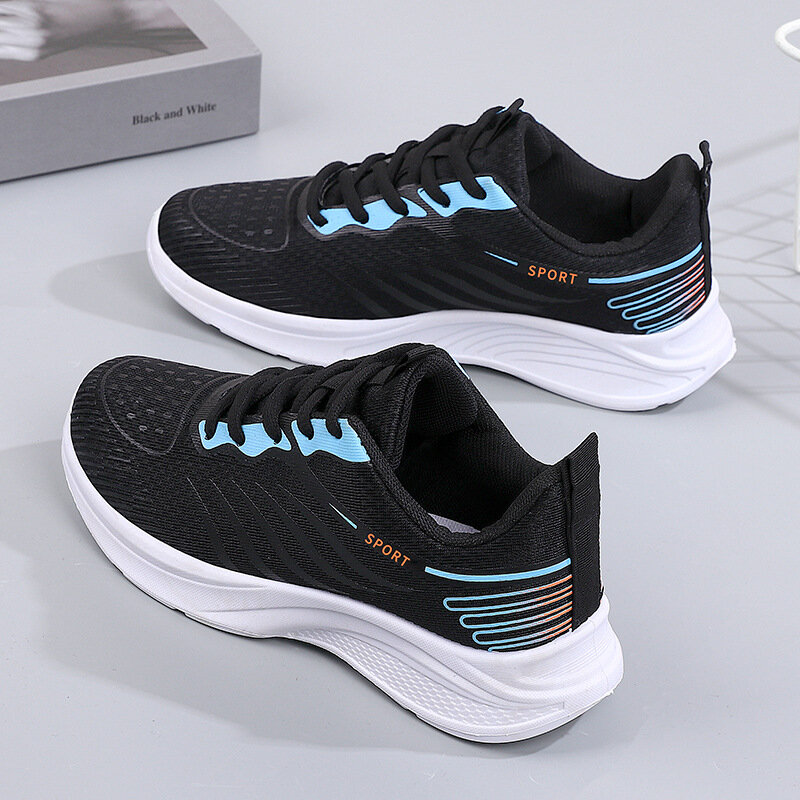 New Women's Sports Leisure Textile Summer Breathable Mesh Low Heel Walking Durable Soft Sole Lightweight Running Shoe