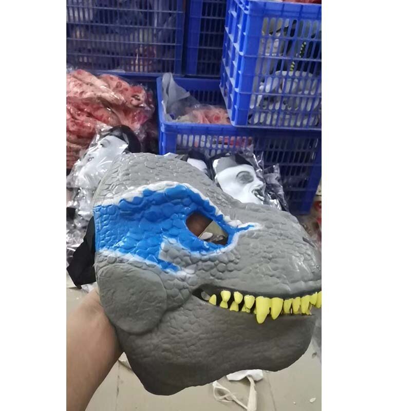 Máscara de boca móvil de dinosaurio para fiesta, Halloween, Navidad, animal, capucha