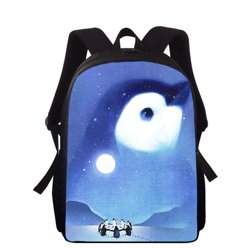 Cute cartoon penguin 15 "3D Print Kids Backpack Sacos de Escola Primária para Meninos Meninas Back Pack Estudantes School Book Bags