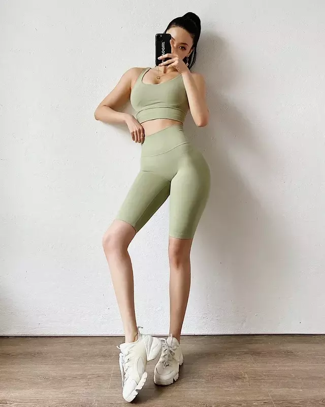 Online Celebrity Double-sided Sanding Without Embarrassing Line Fitness Pants High Waist Peach Hip Five-point Tight Yoga Shorts