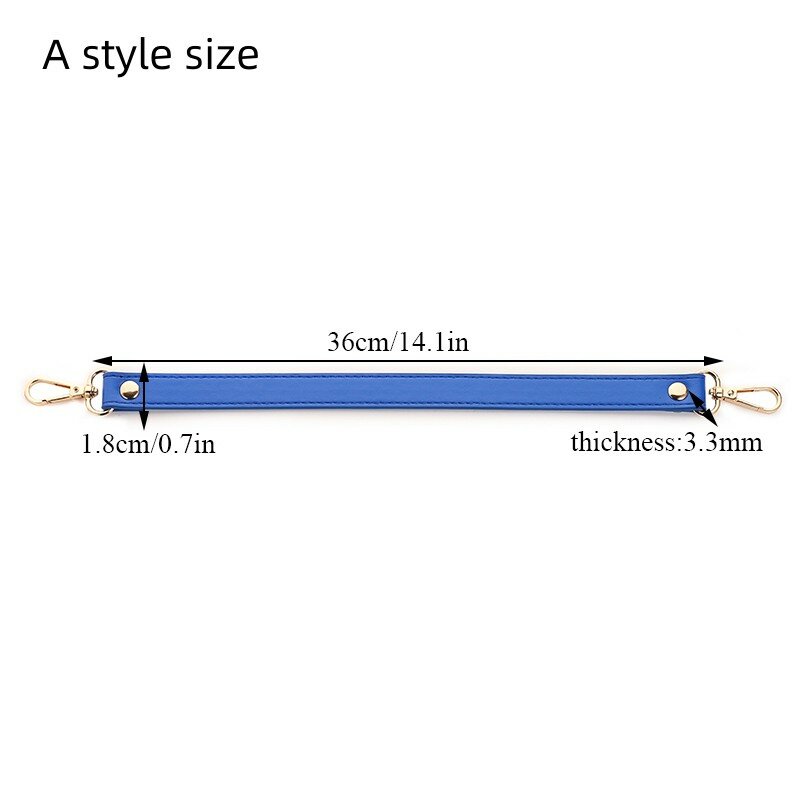 Tas tangan kulit PU wanita, pegangan tas pendek tali berguna dapat diganti 36/60cm mode sederhana warna Solid tali bahu lebar