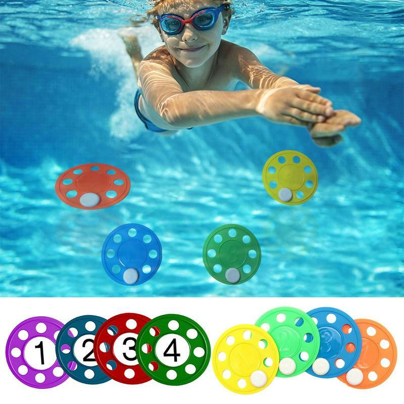 Juguetes de buceo en la piscina, discos de 4 piezas, anillos de agua, entrenamiento, Verano