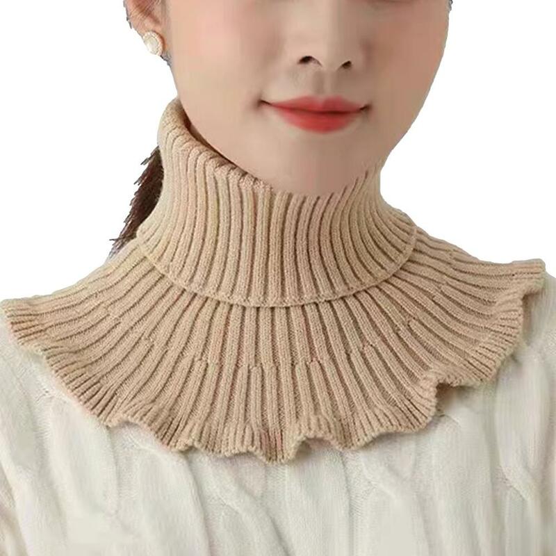 Elastic Knitted Neck Collars Knitted Wool False Collar Ornaments Solid Color Scarf Woolen Neck Collars Fake Collar Fashion R6h0
