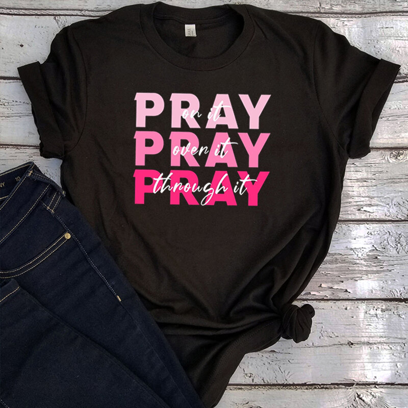 Pray on Shirt Power Vintage Clothes Prayer Tshirt Christian Shirts for Women Harajuku Religious Tshirt Aesthetic m