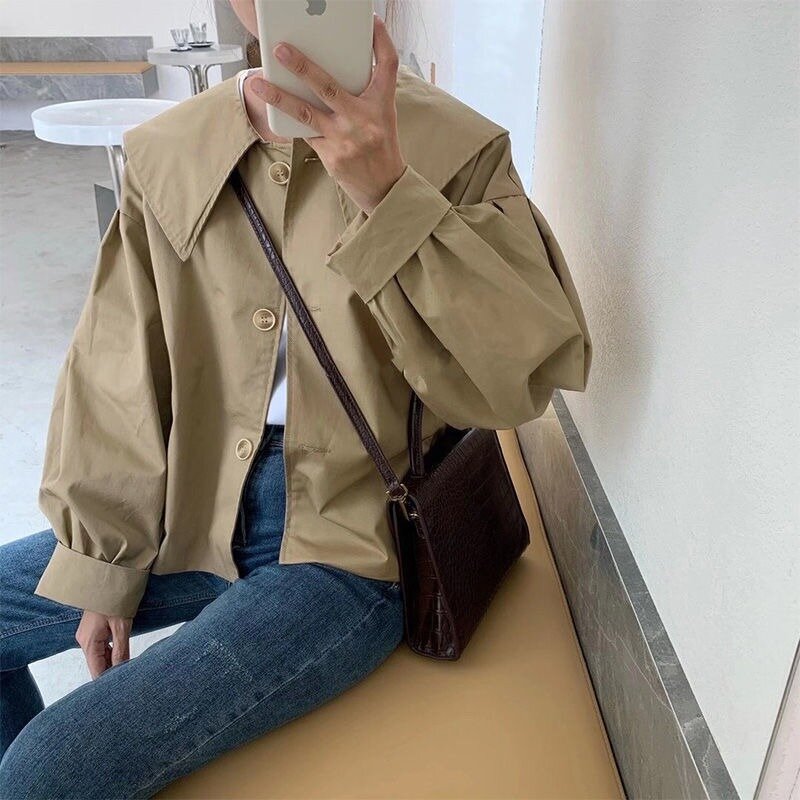 Solid Jackets Women Spring Girls Simple All-match Casual Baggy Short-length Designed Retro Temperament Trendy Streetwear Cozy