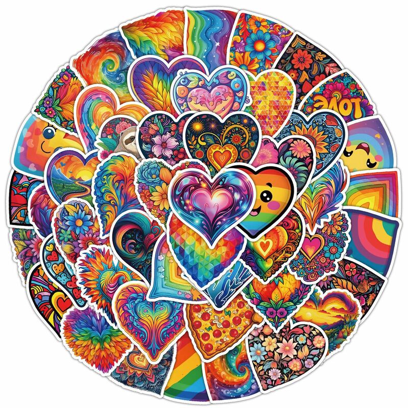 50Pcs Colorful Love Series Graffiti Stickers Suitable for Laptop Helmets Desktop Decoration DIY Stickers Toys Wholesale