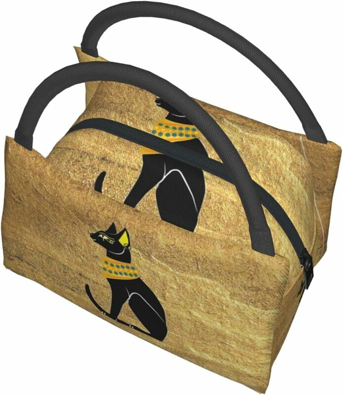 고대 이집트 도시락 피크닉 가방, 이집트 토트 절연 휴대용 이집트 장식 컨테이너 식사 가방, 남성 여성 피크닉 작업
