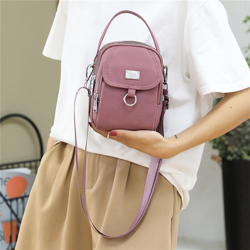 Moda 3-warstwowa damska Mini torba wysokiej jakości wytrzymała tkanina dziewczęca mała na ramię torba damska Mini torebka torba na telefon