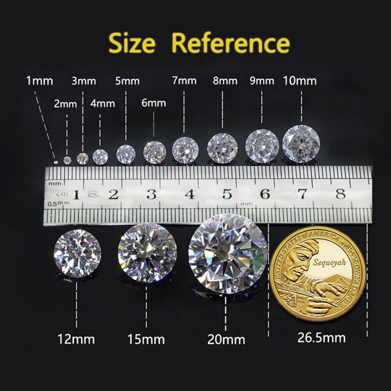 1000 sztuk/partia 5A wysokiej jakości 4.25 ~ 7.5mm duże rozmiary CZ luźne białe cyrkonie 7.5mm okrągłe wycięte CZ syntetyczne klejnoty do biżuterii