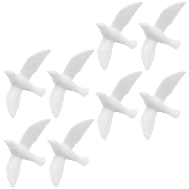 Modelo miniatura do pombo branco para crianças, figura do pássaro, brinquedos da resina, acessórios, 8 pcs