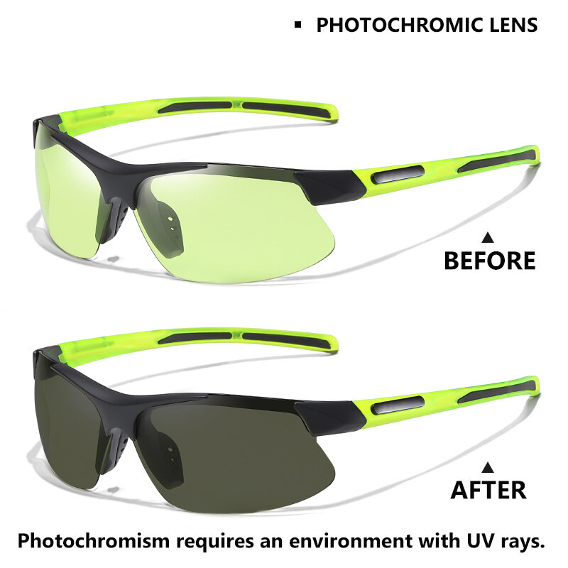 Gafas de sol fotocromáticas de ciclismo para hombre y mujer, lentes polarizadas para conducir y pescar, marca de lujo