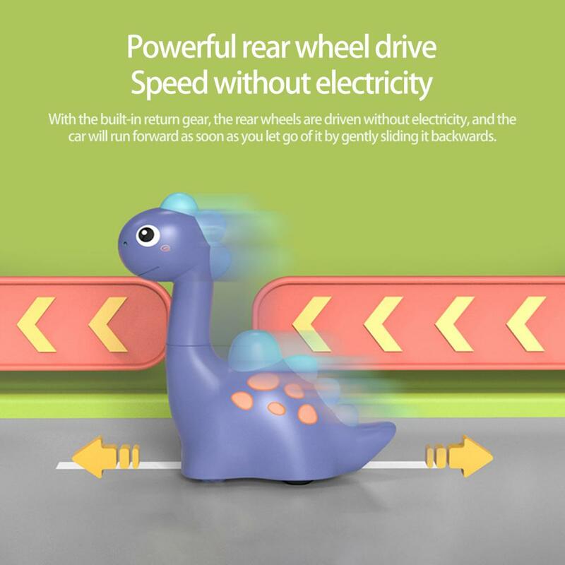 Tampilan jelas 360 derajat efek suara leher dapat diputar mainan dinosaurus warna cerah hadiah anak-anak mobil mainan geser tarik belakang kreatif
